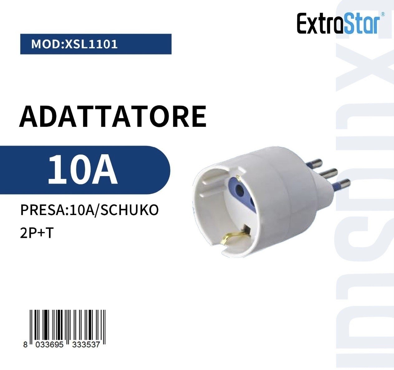 ADATTATORE SPINA 10A 1 PRESA 2P+T 10A/SCHUKO MAX.1500W C-XSL1101