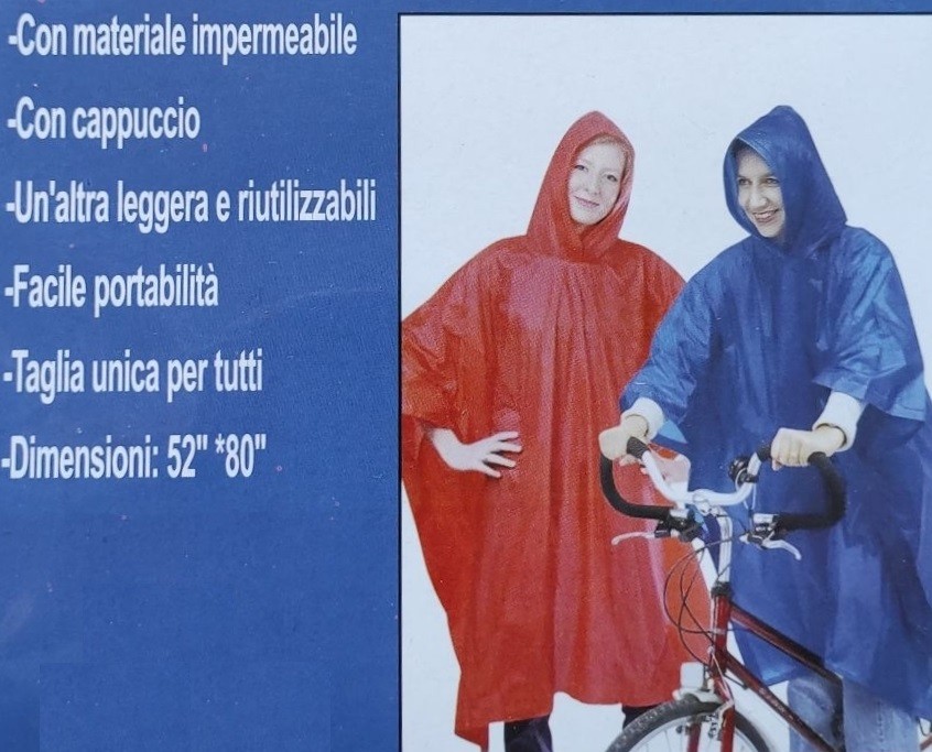 PONCHO IMPERMEABILE PARAPIOGGIA MONOUSO IN EVA (ETILENE VINIL ACETATO) TAGLIA UNICA PER PESCA CAMPEGGIO ATTIVITA' ALL'ARIA APERTA STADIO CONCERTI VARI COLORI