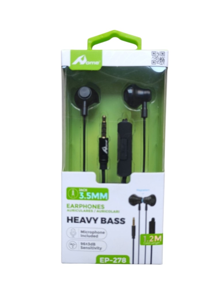 HOME EP-278 HEAVY BASS EARPHONE DA 1.2m COMFORT E DESIGN ERGONOMICO