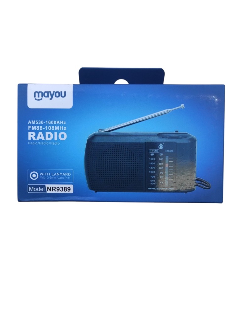 MAYOU Radio Portatile NERO Con Antenna NR9389 2903892– FM/AM con Altoparlante Integrato