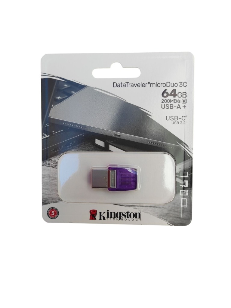 KINGSTON PENDRIVE DATATRAVELER MICRODUO 3C USB/TYPE-C 200Mb/s R USB A/C USB 3.2 DA 64GB DTDUO3CG3/64GB
