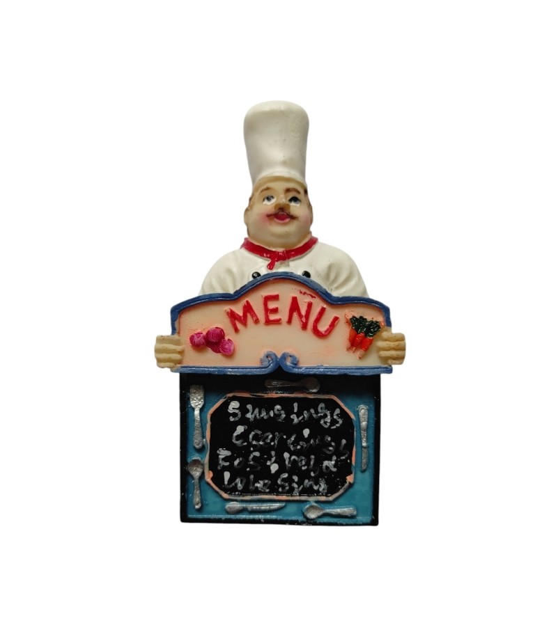 Calamita da Frigo in Resina – Cuoco con Lavagna “MENU” 5628