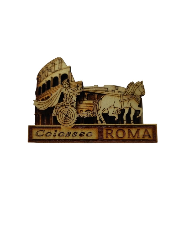 Calamita da Frigo Colosseo con Biga Romana – Effetto Incisione a Fuoco in Rilievo 5632