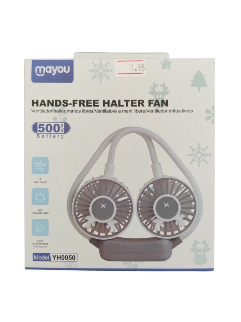 MAYOU VENTILATORE A TRACOLLO 500mAh YH0050 Portatile Ricaricabile USB Sport Aria Fresca