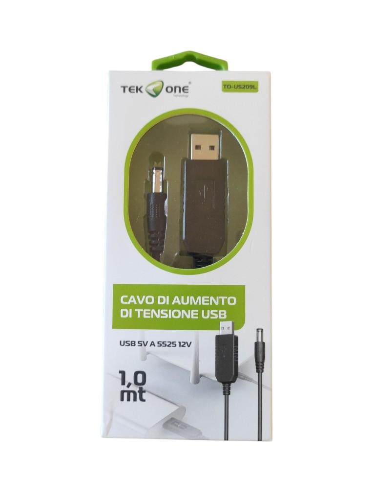 TEKONE CAVO DI INCREMENTO TENSIONE USB 5V A 5525 12V 1mt TO-US209L  8057729017033