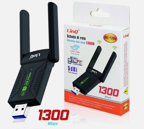 LINQ SCHEDA DI RETE WIRELESS DUAL-BAND 2.4G-5.8G 1300Mbps 5dBi WL1204