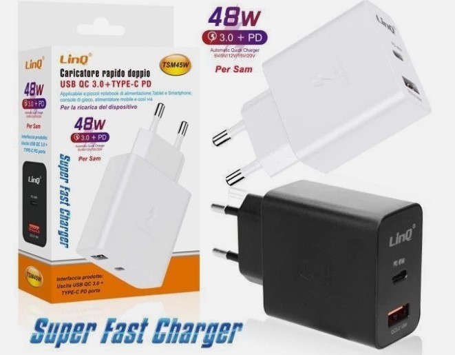 LINQ CARICATORE RAPIDO DOPPIO PD QC 3.0 48W  TSM45W  C