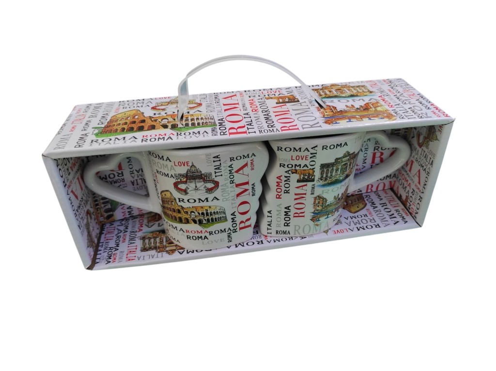 IDEA REGALO Tazza Tazze Coppia in Love Souvenir Ricordo Romantico Roma 'LOVE IN THE AIR' 5677