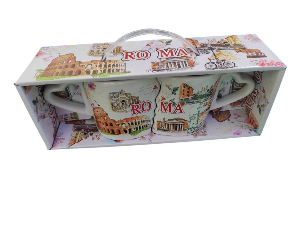 IDEA REGALO Tazza Tazze Coppia in Love Souvenir Ricordo Romantico Roma 'LOVE IN THE AIR' 5678
