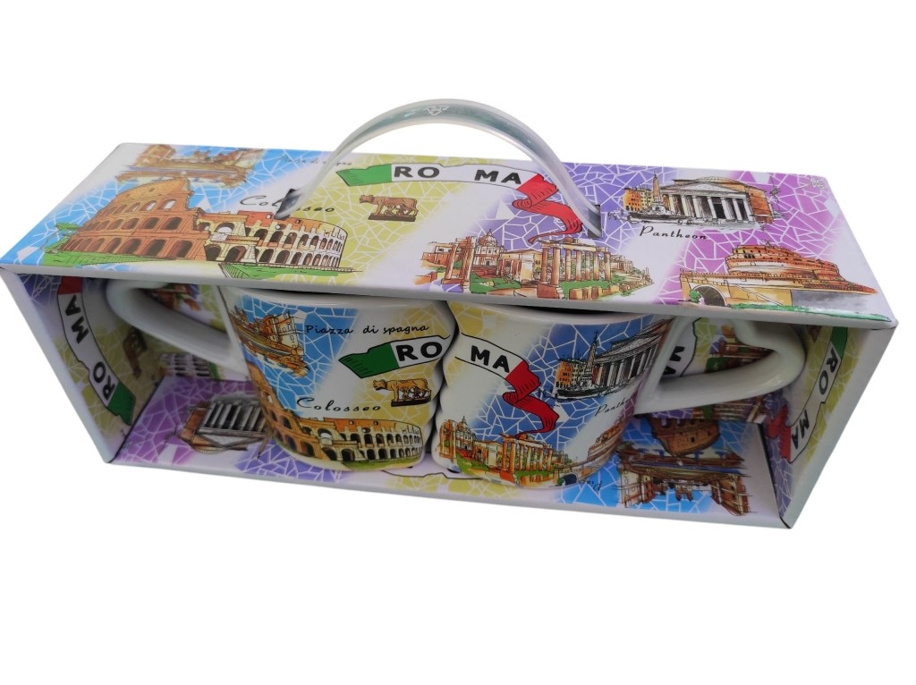 IDEA REGALO Tazza Tazze Coppia in Love Souvenir Ricordo Romantico Roma 'LOVE IN THE AIR' 5681