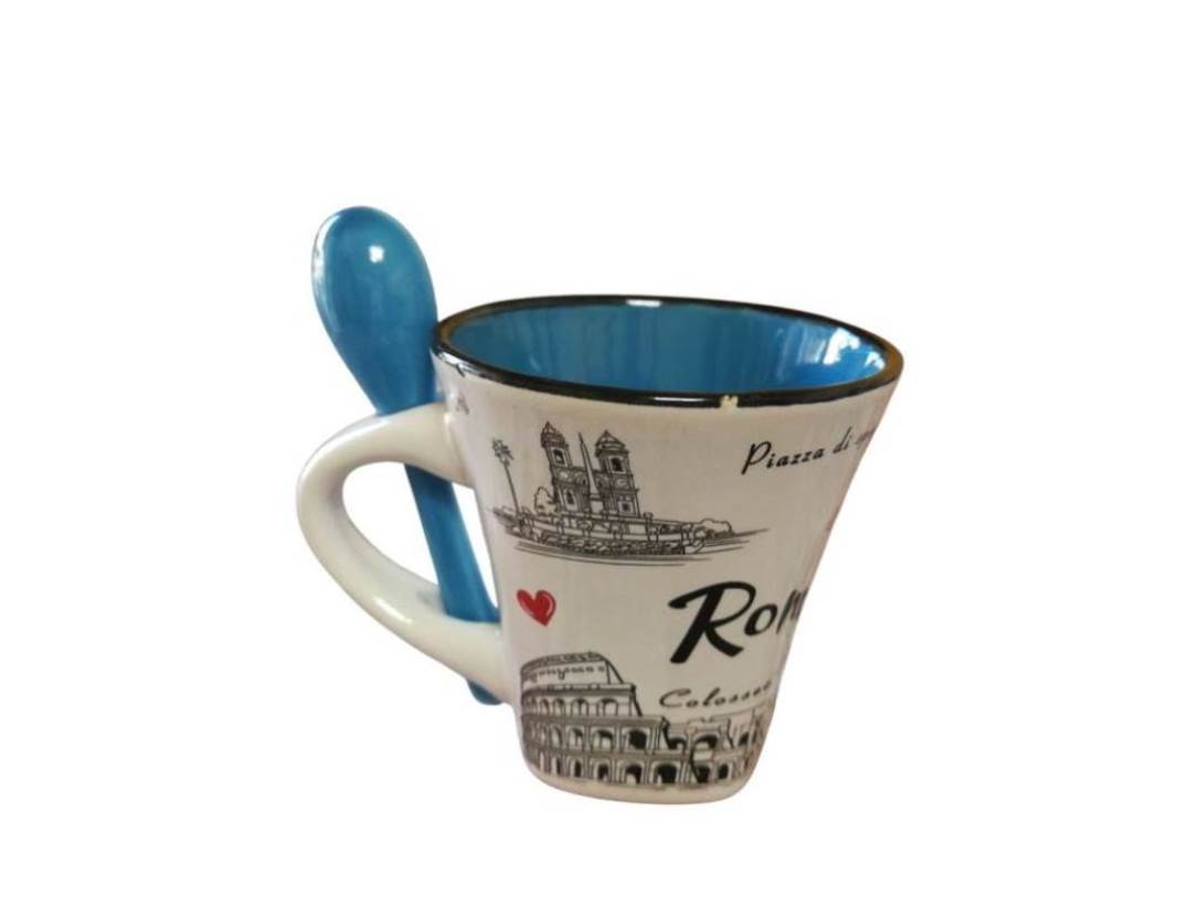 TAZZA PICCOLA CON CUCCHIAIO ROMA BASE QUADRATA ARROTONDATA 5682