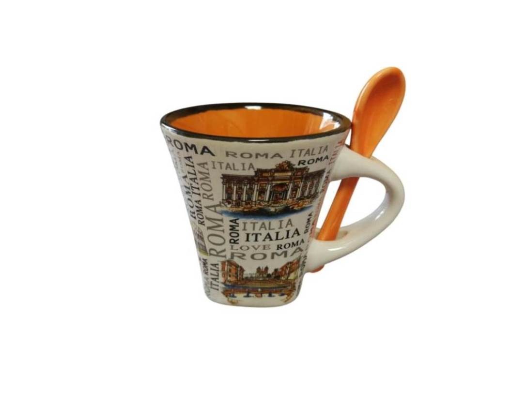 TAZZA PICCOLA CON CUCCHIAIO ROMA BASE QUADRATA ARROTONDATA  5683