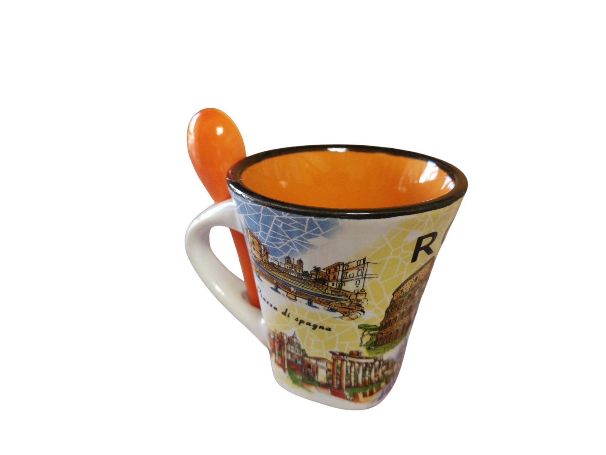 TAZZA PICCOLA CON CUCCHIAIO ROMA BASE QUADRATA ARROTONDATA  5684
