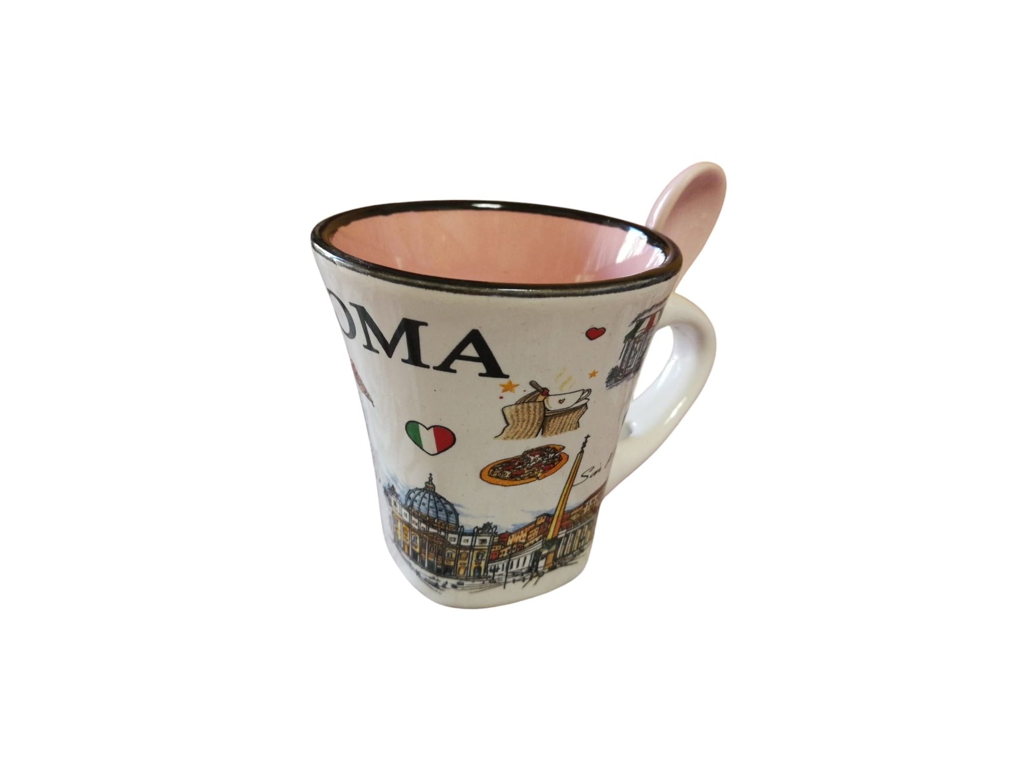 TAZZA PICCOLA CON CUCCHIAIO ROMA BASE QUADRATA ARROTONDATA  5685