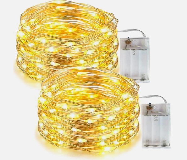 Luci Stringa LED a Batteria 10 Metri 100 LED Mini Lucine Filo di Rame Natale Luci Calde