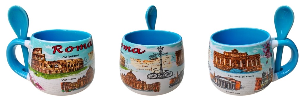 Tazza Tazzina da Caffe' con il cucchiaino Souvenir Ricordi Roma 6089