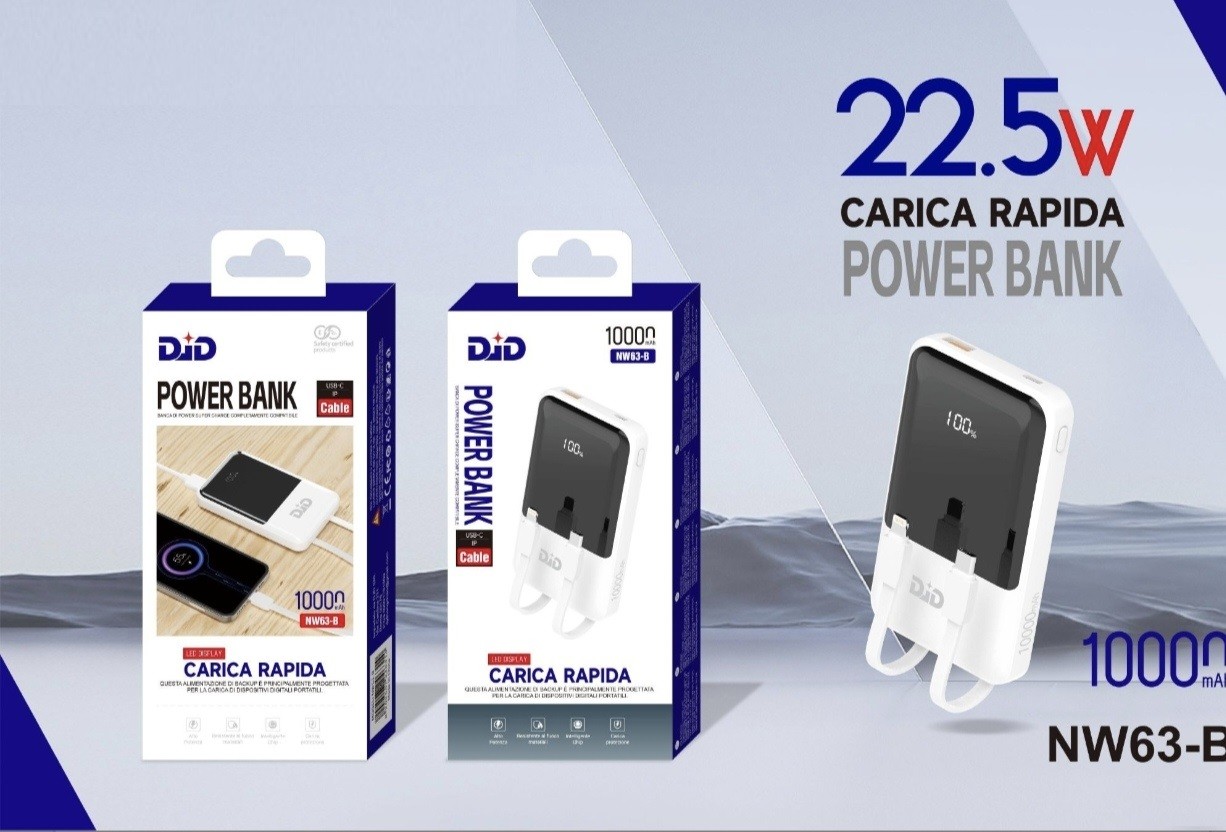 RsZs- POWER BANK A CARICA RAPIDA 22.5W DISPLAY DIGITALE NW63-B 10000mAh