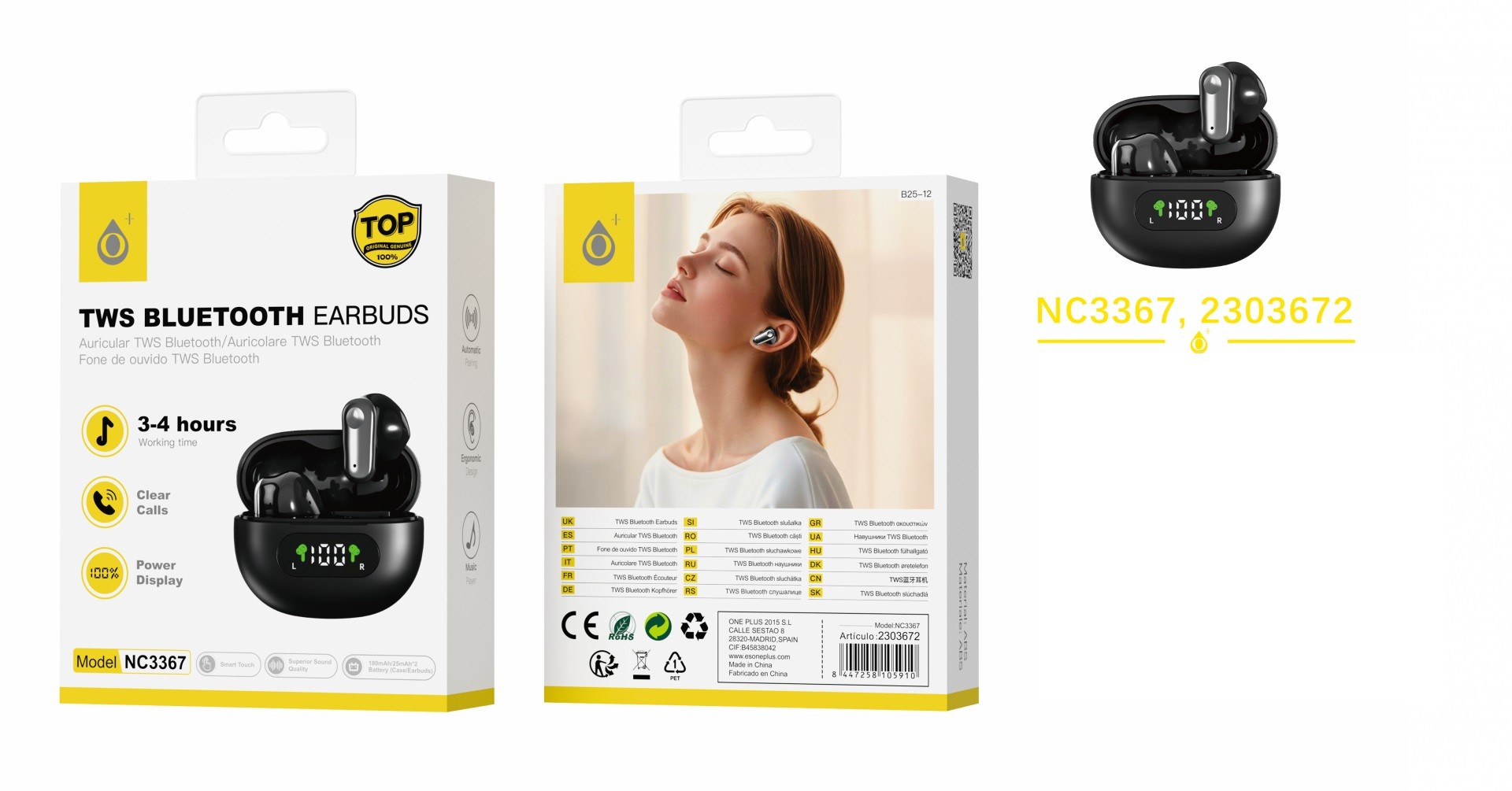 Zs- ONEPLUS NC3367 TWS BLUETOOTH EARBUDS AURICOLARI WIRELESS CON CUSTODIA DI RICARICA