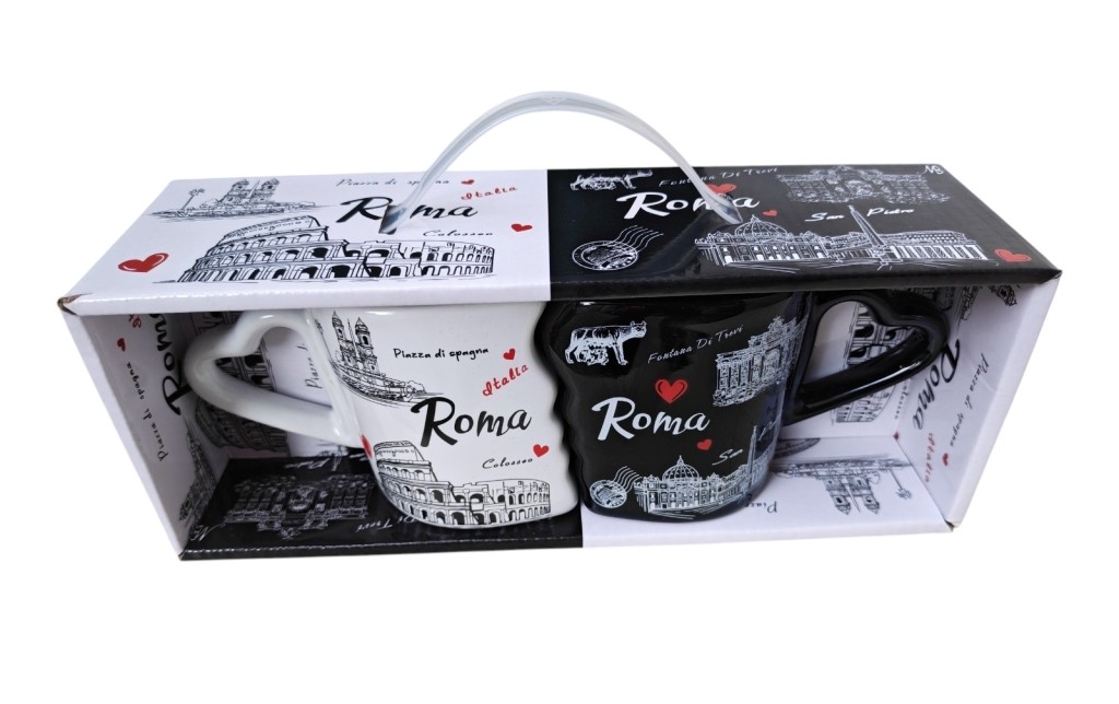 IDEA REGALO Tazza Tazze Coppia in Love Souvenir Ricordo Romantico Roma 'LOVE IN THE AIR' 6303