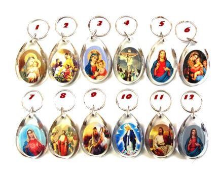 SOUVENIR " PORTACHIAVE RELIGIOSO KEYCHAIN  NELLA GOCCIA D'ACQUA"