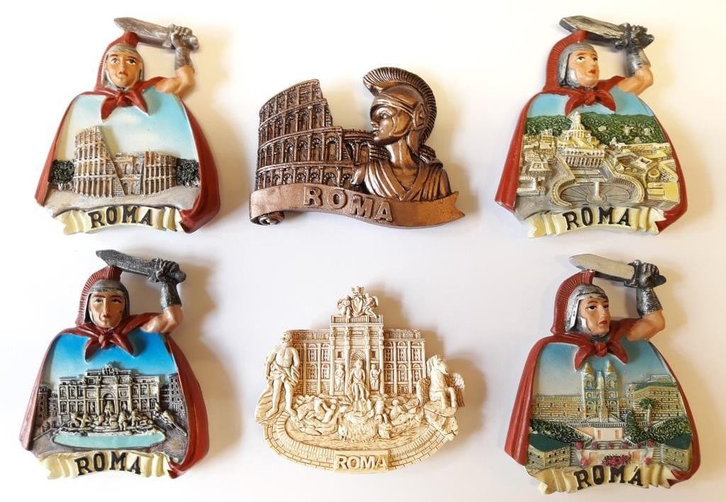 COMPOSIZIONE 4D - 6 PEZZI DI CALAMITE Magnete PER Frigo SOUVENIR DI Roma  ITALIA  Souvenir From Rome  Italy
