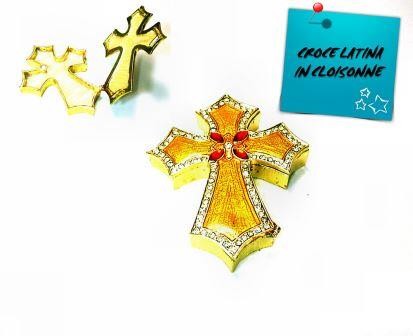 CROCE LATINA COFANETTO PORTAGIOIE IN METALLO LACCATO CLOISONNE. 10X8X2Cm