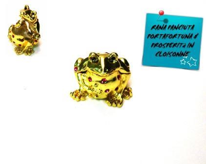 RANA PORTAFORTUNA PROSPERITA' COFANETTO PORTAGIOIE IN METALLO LACCATO CLOISONNE. 