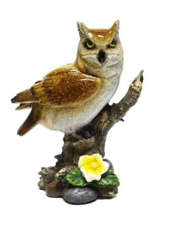 GUFETTO BOMBONIERA STATUETTA RESINA GUFO OWL PORTAFORTUNA  H:16