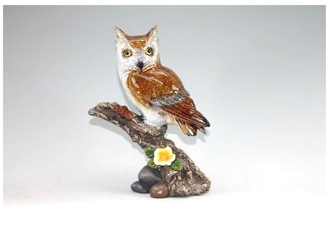 SPLENDIDO GUFETTO DA COLLEZIONE STATUETTA RESINA GUFO OWL BOMBONIERA PORTAFORTUNA  H:26Cm