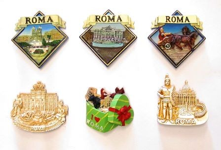 Composizione 13M - 6 Pezzi di Calamite MAGNETI per FRIGO Souvenir Roma Italia