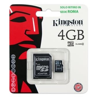 GENUINE KINGSTON  MICROSD 4GB HC + ADATTATORE SD - CL.4
