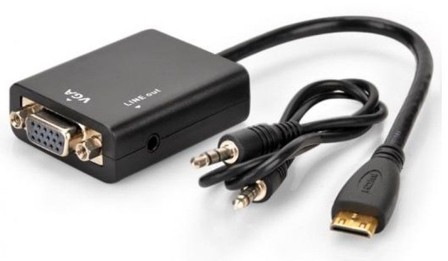 Cavo CONVERTITORE AUDIO VIDEO DIGITALE ANALOGICO DA MINI HDMI A VGA + AUDIO JACK OUTPUT HDMI Mini male to VGA Female Video Converter Adapter Cable with Audio interface