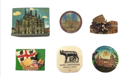 COMPOSIZIONE 5E - 6 PEZZI DI CALAMITE MAGNETE PER FRIGO SOUVENIR DI ROMA  Souvenir From Italy Rome