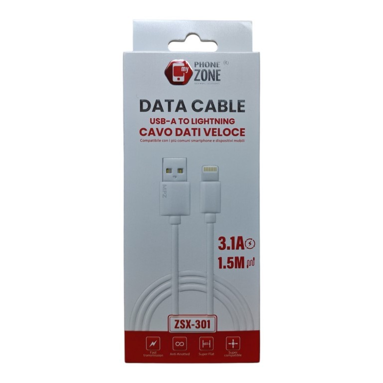 PHONE ZONE - CAVO USB TYPE-C BIANCO / NERO 3.1 A 1,5MT ZSX-303  