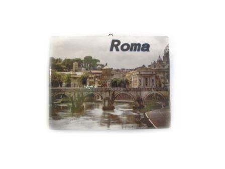 Maiolica Souvenir  di Roma 17,5x13,5 con Gancio parete e staffa per Tavolo