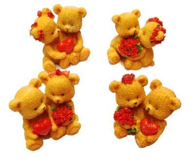 IDEA REGALO SET 4 ORSETTINI SWEET LOVE BEAR IN RESINA DA COLLEZIONE SAN VALENTINO