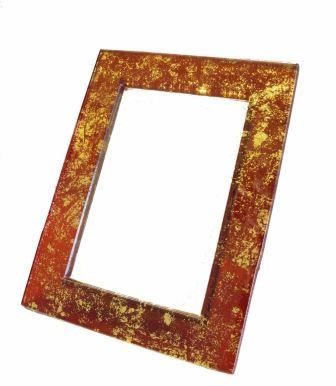 IDEA REGALO CORNICE ARTIGIANALE FOTOGRAFICA  IN VETRO ROSSO "GOLDEN PASSION"