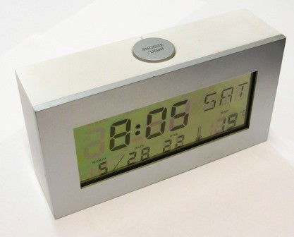 SPECCHIO SVEGLIA LCD DIGITALE TERMOMETRO OROLOGIO DA TAVOLO ALLARME LUCE LED CLOCK 