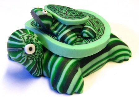 Tartaruga Portafortuna Magnetica in Fimo 5 Colori; Lucky Fridge Magnets Turtle