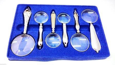 Set di 6 Lenti di ingrandimento Decoratein Metallo da collezione ; Luxury Magnifying Glass Set