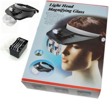 LENTI VISIERA OCCHIALI LENTE INGRANDIMENTO CON LED TORCIA TESTA FRONTALE