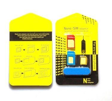 Kit 5in1 Adattatore Scheda Nano Micro SIM Universale per Smartphone e Tablet  Convertitore Card + Estrattore + Limetta in Metallo