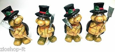 SET DI 4  TARTARUGHE DIPINTE A MANO TERRACOTTA IDEA REGALO BOMBONIERE TARTARUGA