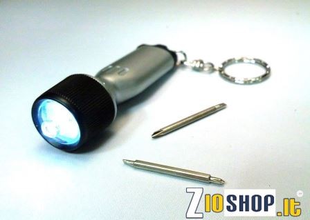 Mini Torcia Led Portachiavi Giraviti; Led Light Keychain & Screwdriver 