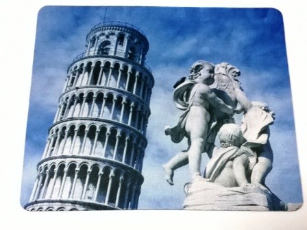 SOUVENIR ITALY TAPPETINO MOUSE PAD PISA IN GOMMA CON SUPERFICIE TELATA 22-18