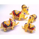 FAMIGLIA 5 ELEMENTI ELEFANTI CLOISONNE PORTAGIOIE PORTAFORTUNA