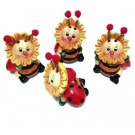 SET COCCINELLA GIRASOLE PORTAFORTUNA IN TERRACOTTA DIPINTE A MANO