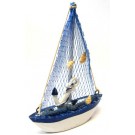 3 PEZZI DI BARCA A VELA ARTIGIANALE IN LEGNO RESINA E TELA 3 MODELLI DIVERSI 15Cm WINDSURFING