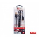 CAVO TPE USB TYPE-C TIPO C 2.1A SPIRALATO 1,5Mt CARICA E DATI
