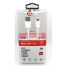 CAVO MICRO USB ALTA QUALITA' 2Mt TPE BIANCO 2.1A MAX V8